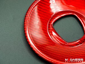 FIAT 500 Steering Wheel Trim - Carbon Fiber - Airbag Center - Large Outer Cover - Red Pearl Finish